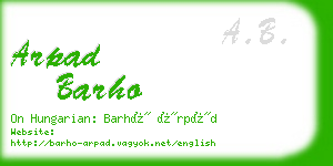 arpad barho business card